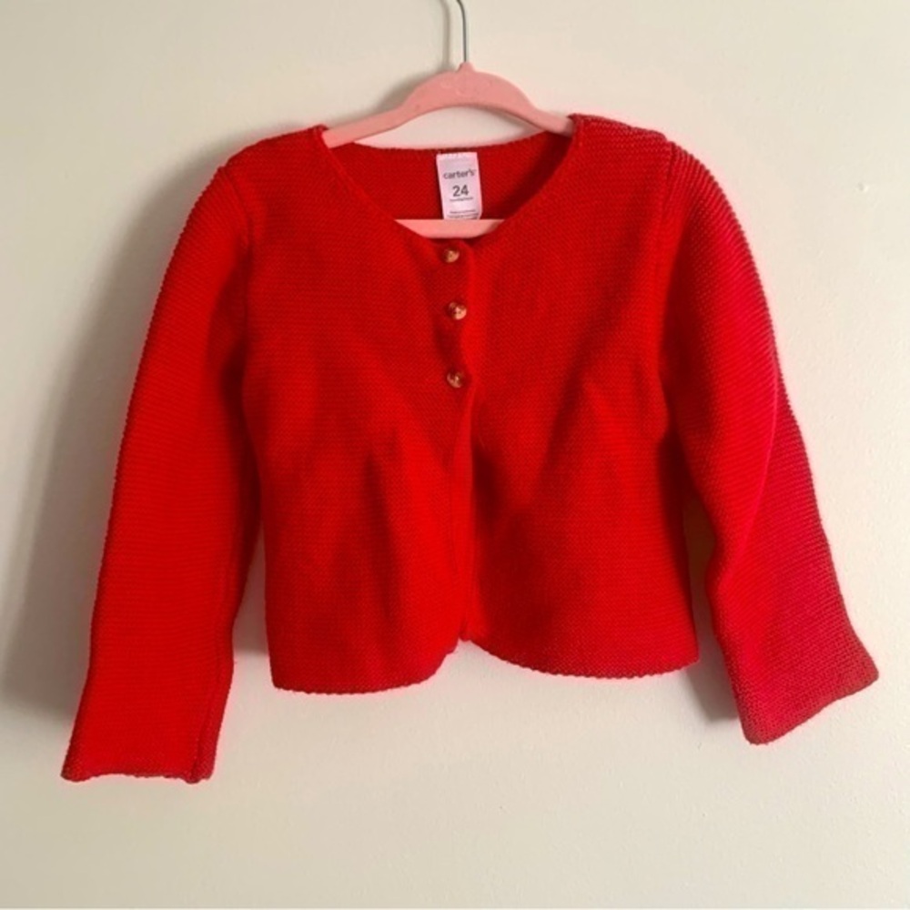 NFS.  Classic red cardigan by Carters, size 24 months perfect for Christmas
